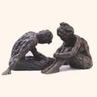 Listening bronze sculpture